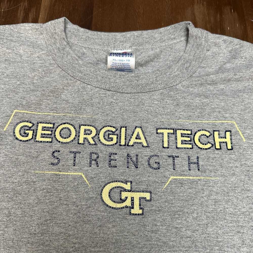 VTG Georgia Tech Yellow Jackets Shirt Mens XL Gray NCAA Football Russell